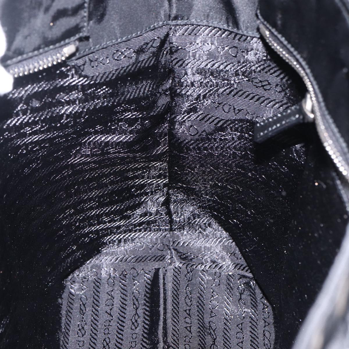 PRADA Tote Bag Nylon Black Silver Auth ka2835