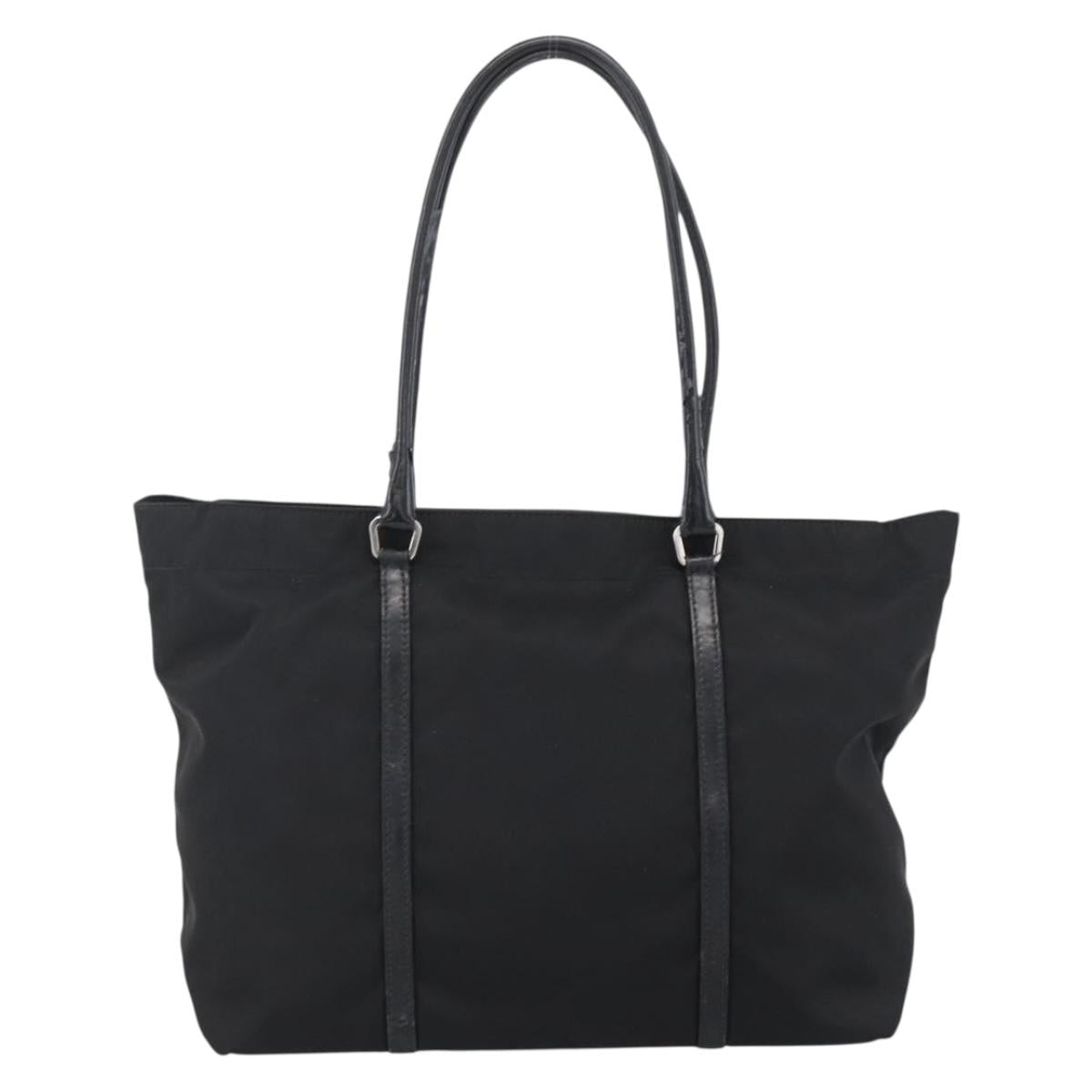 PRADA Tote Bag Nylon Black Silver Auth ka2835