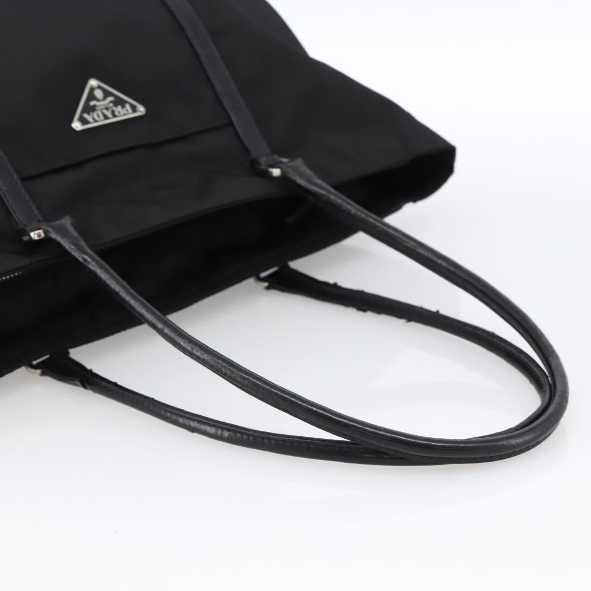PRADA Tote Bag Nylon Black Silver Auth ka2835