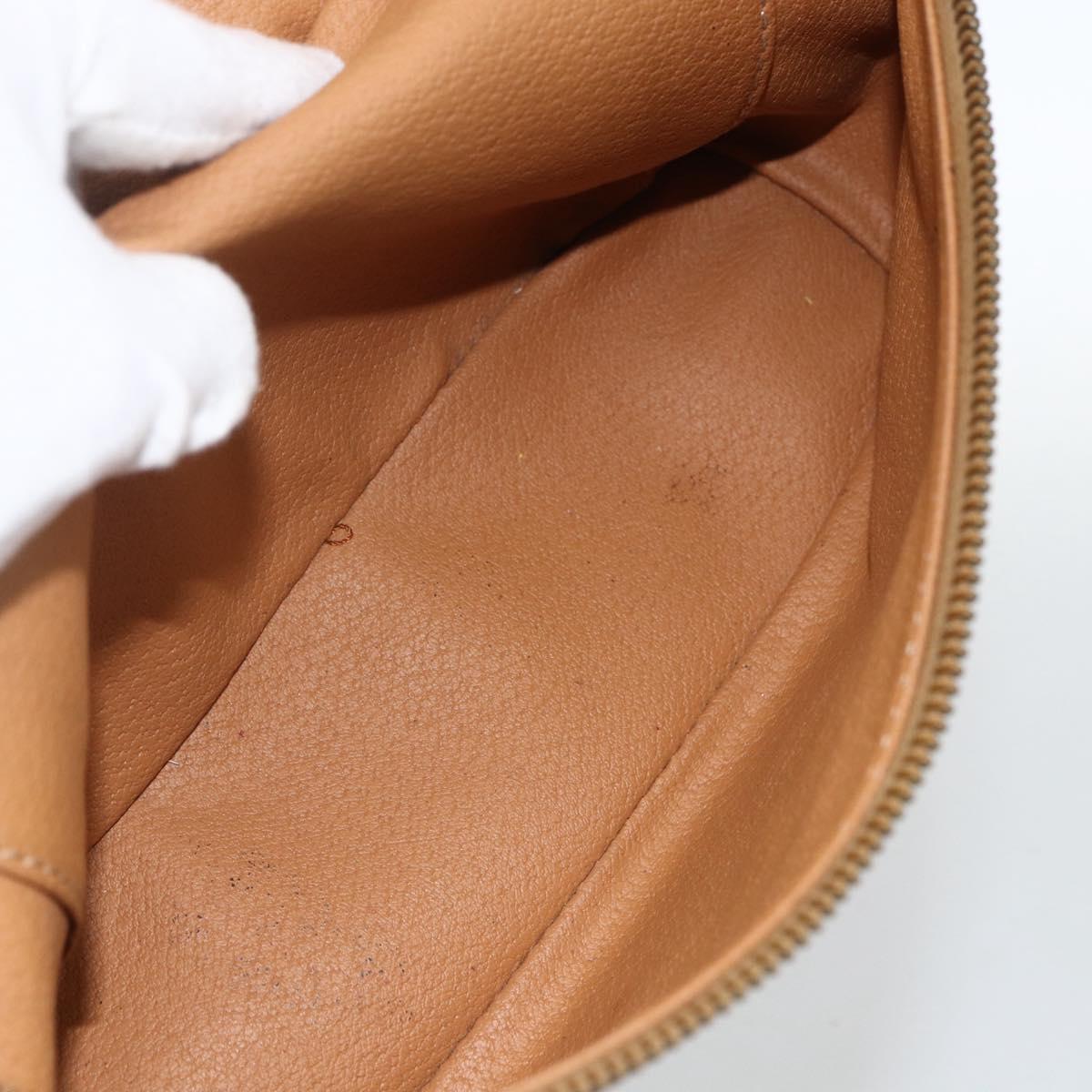 CELINE Macadam Canvas Vanity Hand Bag PVC Leather Brown Gold Auth ka2851