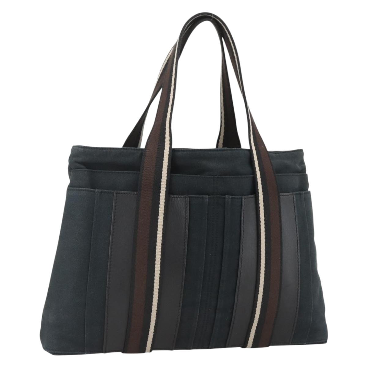 HERMES Toroca Horizontal MM Tote Bag Canvas Black Auth ka2856