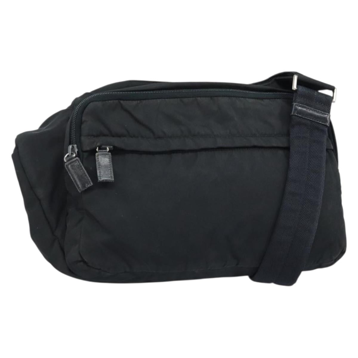 PRADA Shoulder Bag Nylon Black Silver Auth ka2860