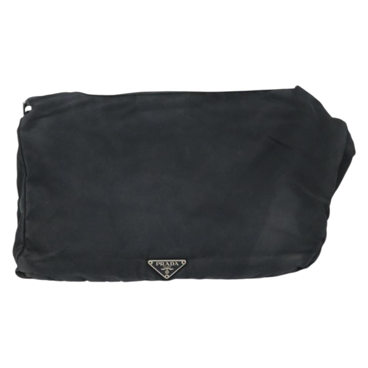 PRADA Shoulder Bag Nylon Black Silver Auth ka2860