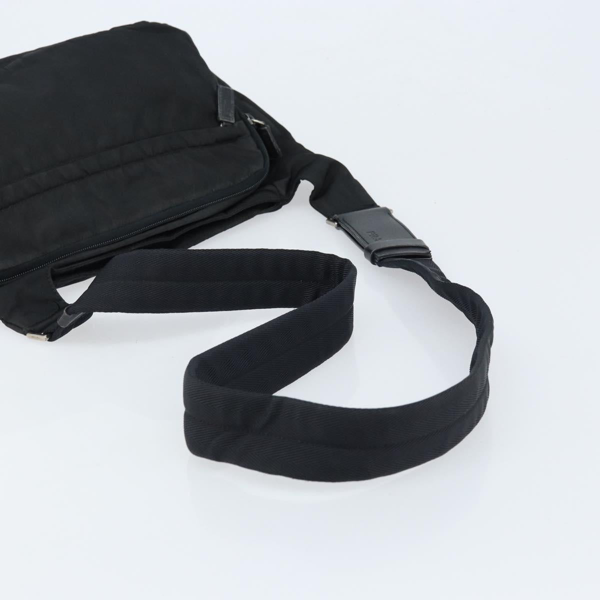 PRADA Shoulder Bag Nylon Black Silver Auth ka2860