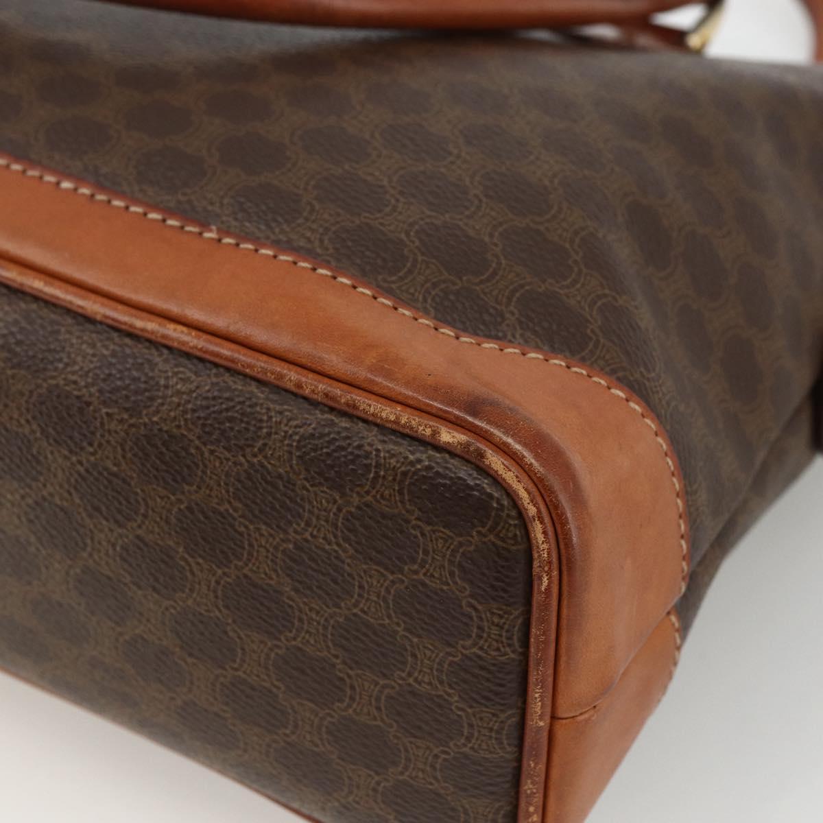 CELINE Macadam Canvas Hand Bag PVC Leather Brown Gold Auth ka2862
