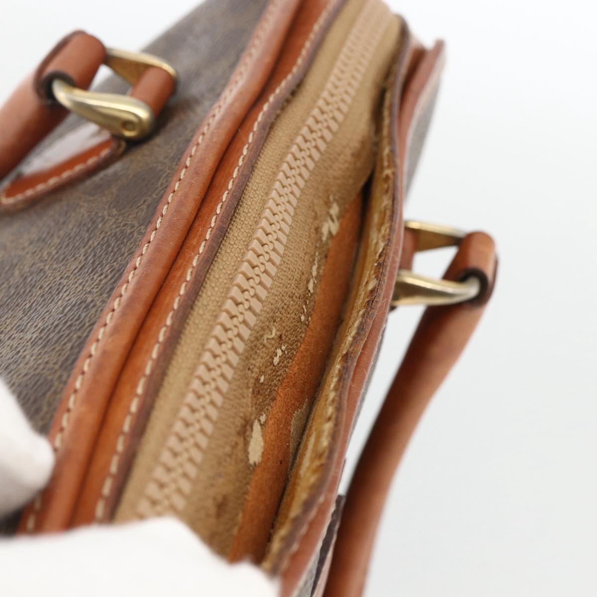 CELINE Macadam Canvas Hand Bag PVC Leather Brown Gold Auth ka2862