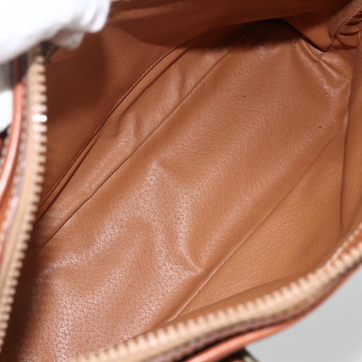 CELINE Macadam Canvas Hand Bag PVC Leather Brown Gold Auth ka2862