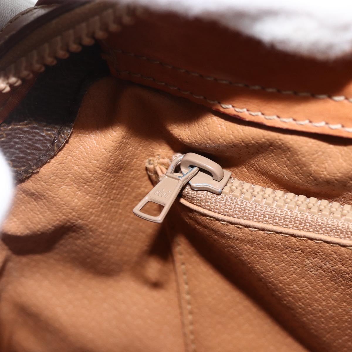 CELINE Macadam Canvas Hand Bag PVC Leather Brown Gold Auth ka2862