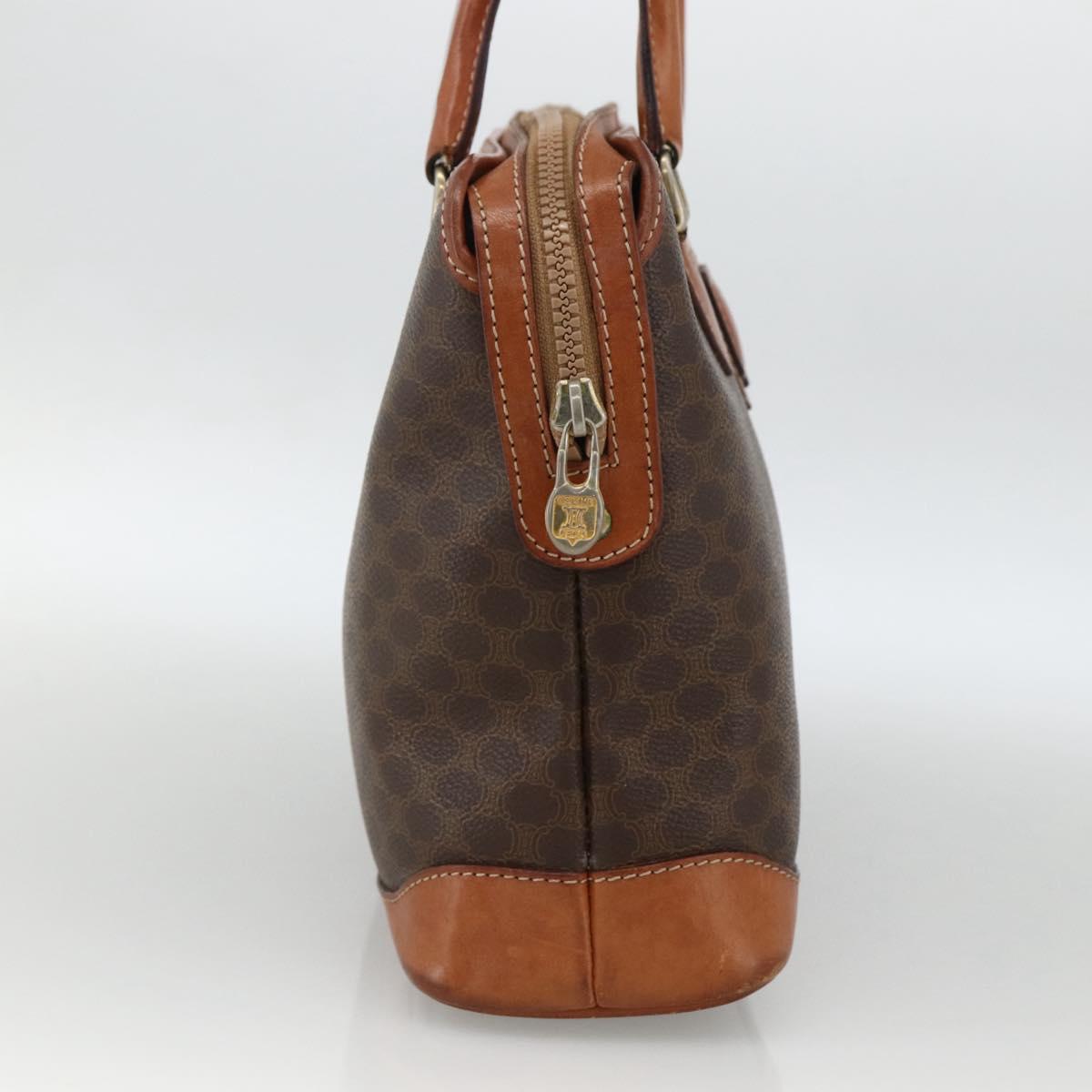 CELINE Macadam Canvas Hand Bag PVC Leather Brown Gold Auth ka2862
