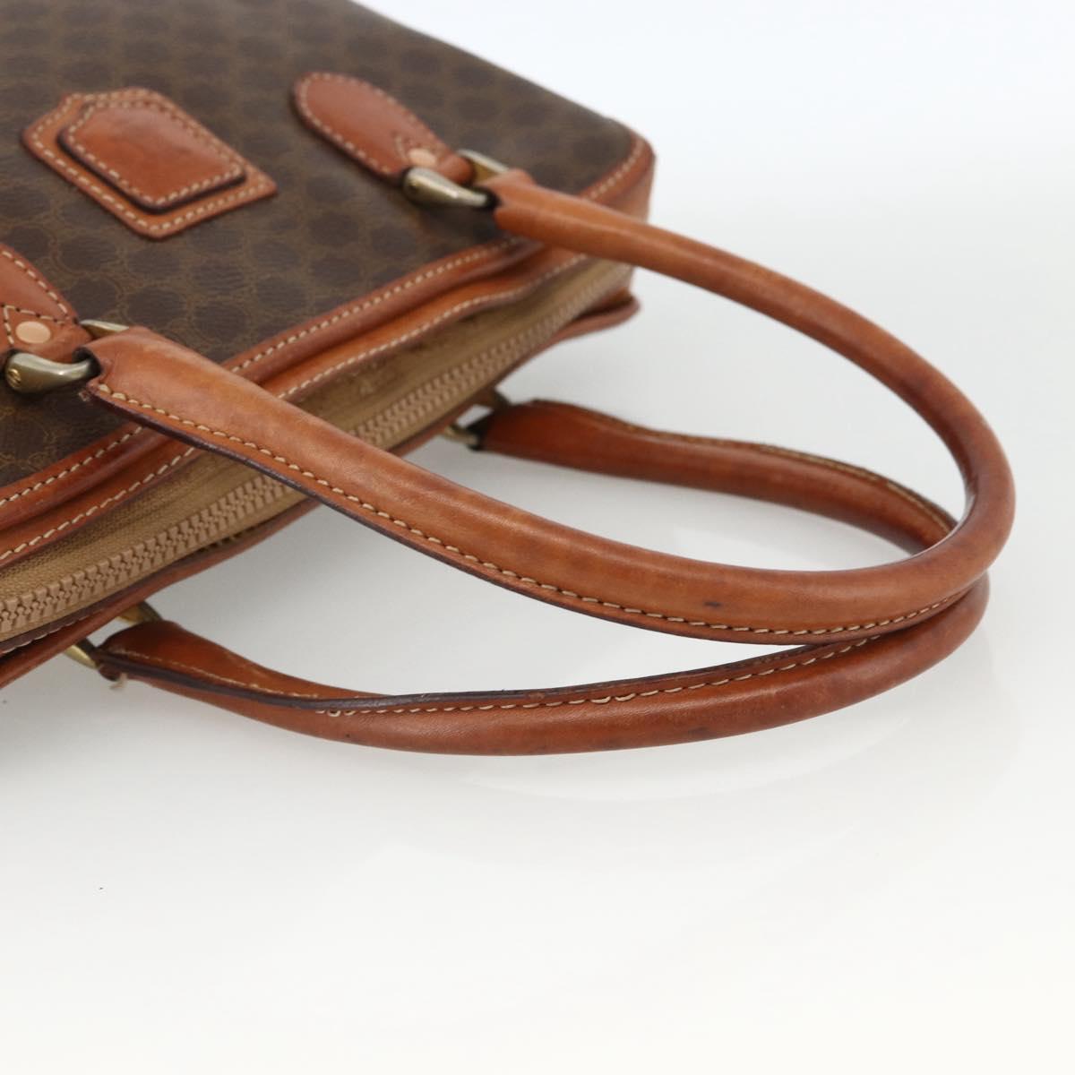 CELINE Macadam Canvas Hand Bag PVC Leather Brown Gold Auth ka2862