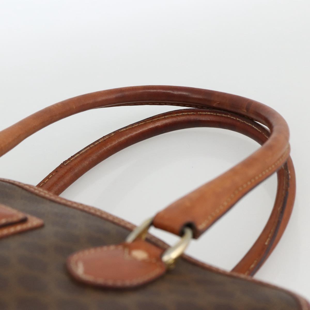 CELINE Macadam Canvas Hand Bag PVC Leather Brown Gold Auth ka2862