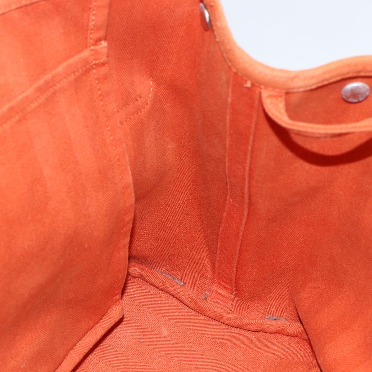 HERMES Valparaiso MM Hand Bag Canvas Leather Orange Silver Auth ka2867