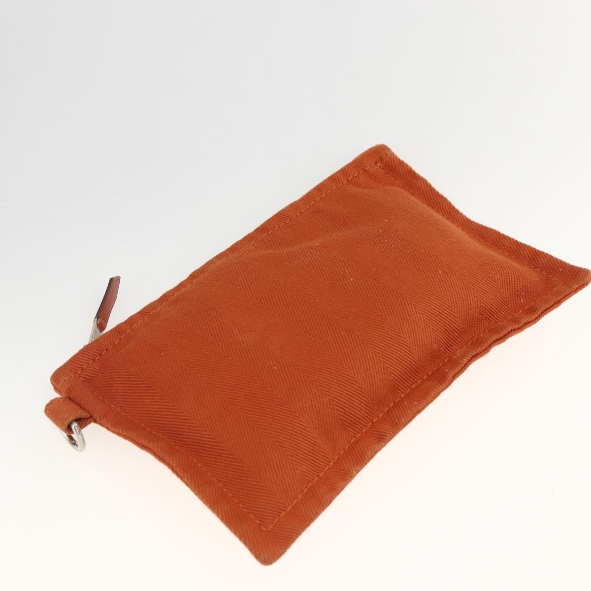 HERMES Valparaiso MM Hand Bag Canvas Leather Orange Silver Auth ka2867