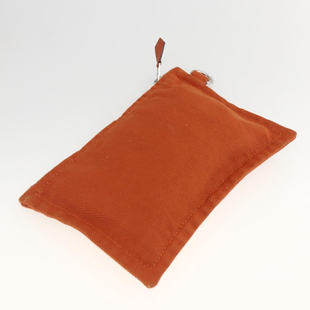 HERMES Valparaiso MM Hand Bag Canvas Leather Orange Silver Auth ka2867
