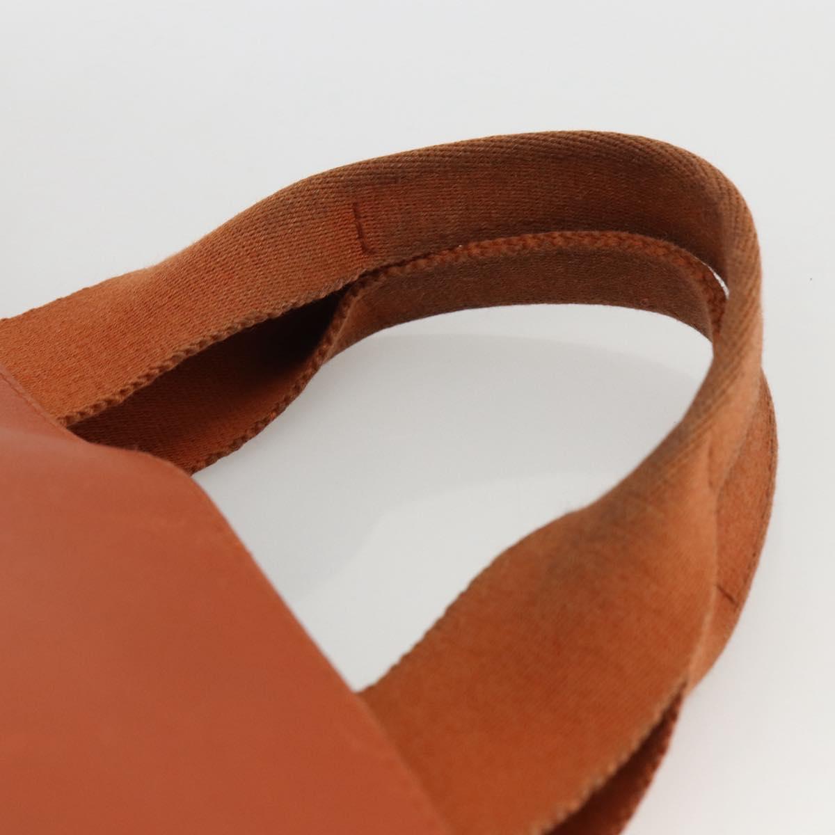 HERMES Valparaiso MM Hand Bag Canvas Leather Orange Silver Auth ka2867