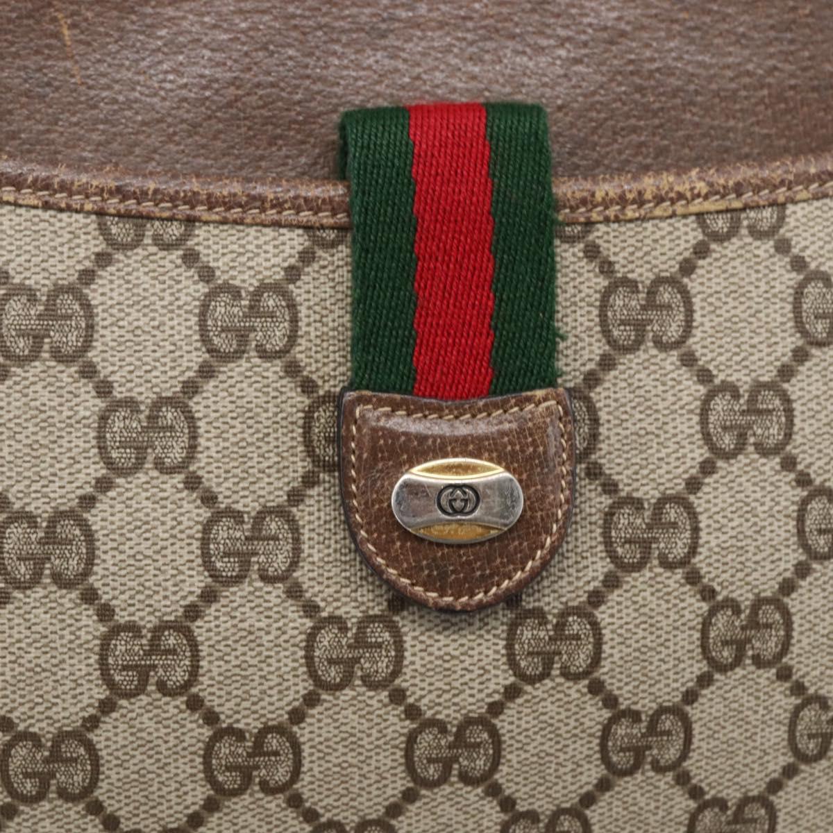 GUCCI GG Supreme Web Sherry Line Bag PVC Beige Gold Red 904 02 026 Auth ka287