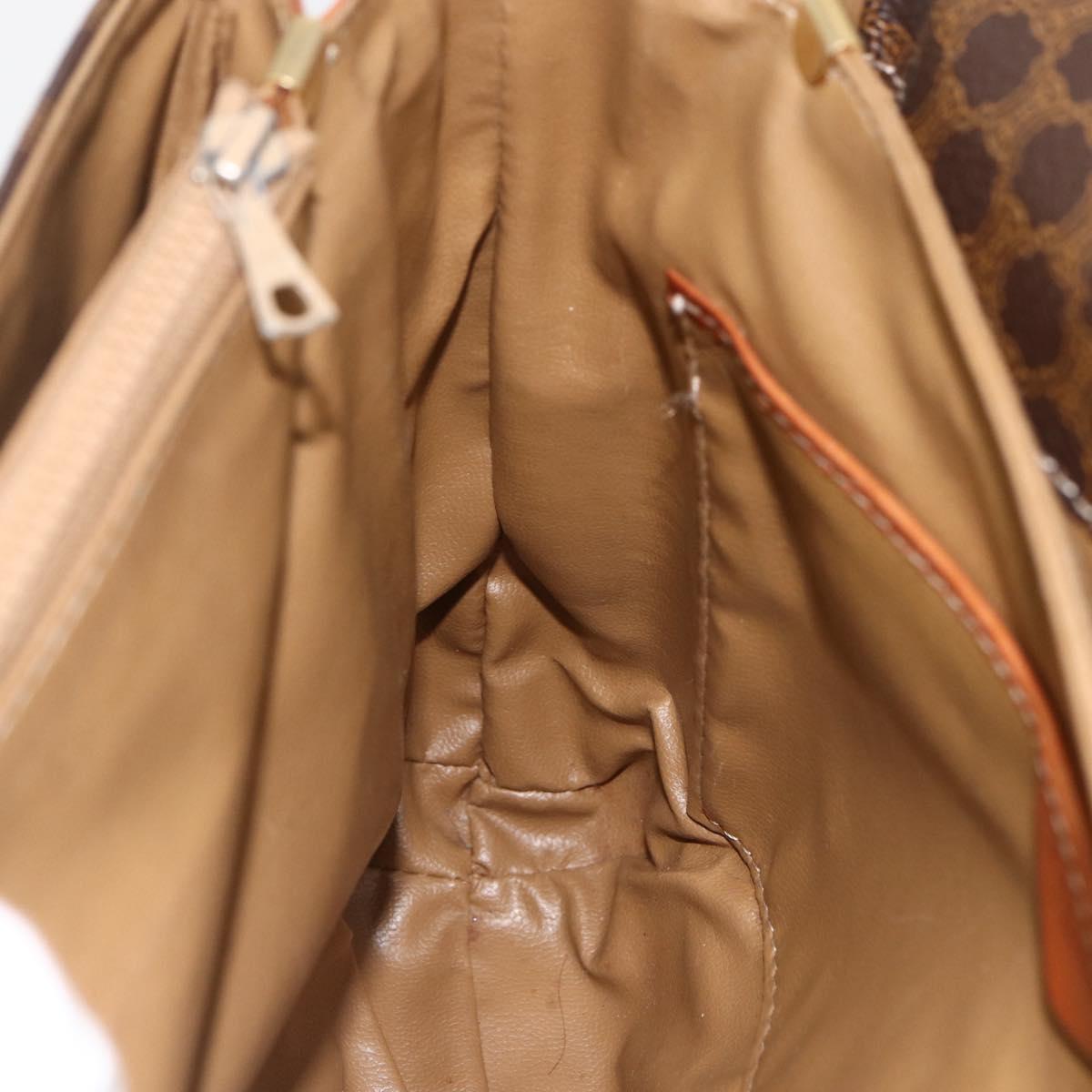 CELINE Macadam Canvas Shoulder Bag PVC Leather Brown Gold Auth ka2871