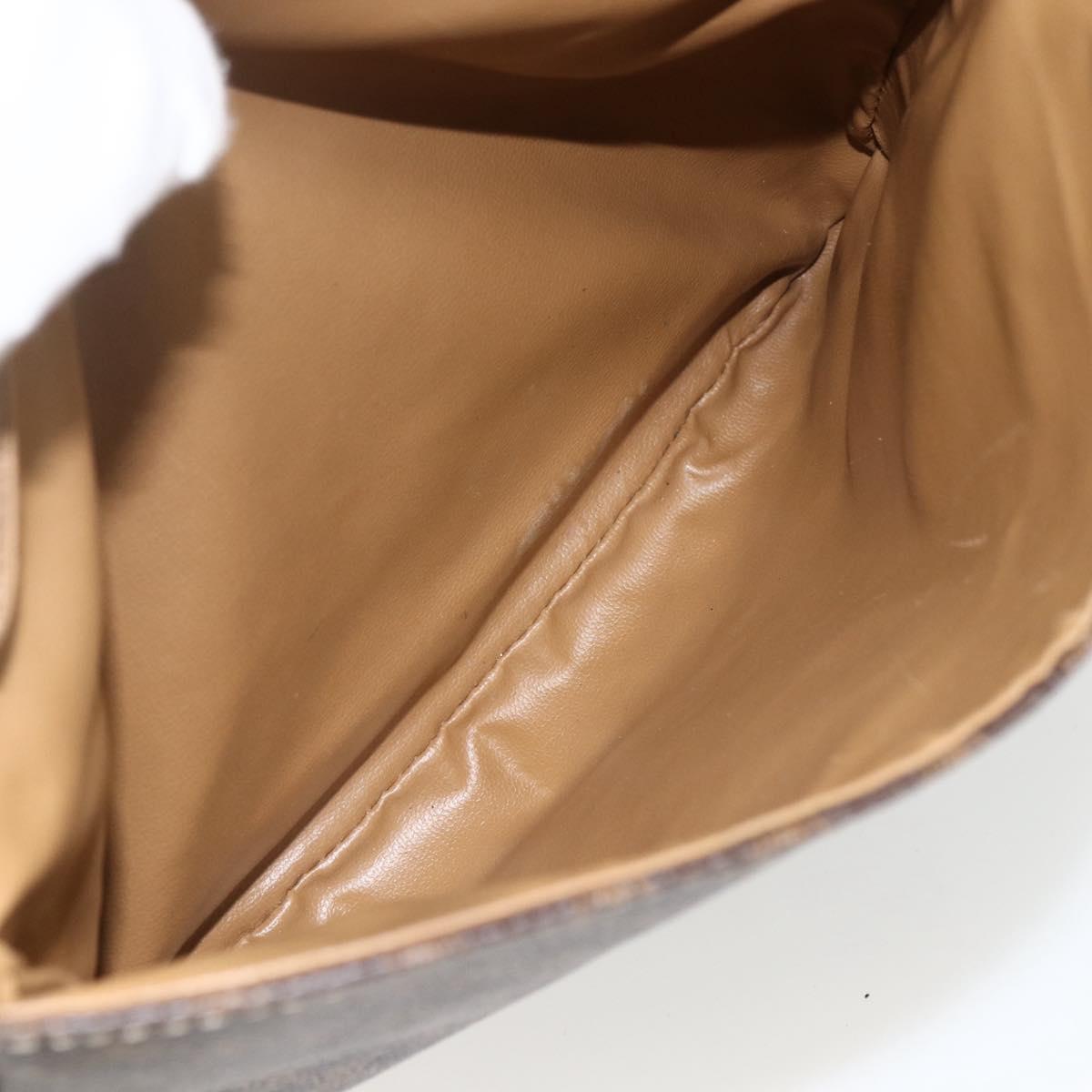 CELINE Macadam Canvas Shoulder Bag PVC Leather Brown Gold Auth ka2871