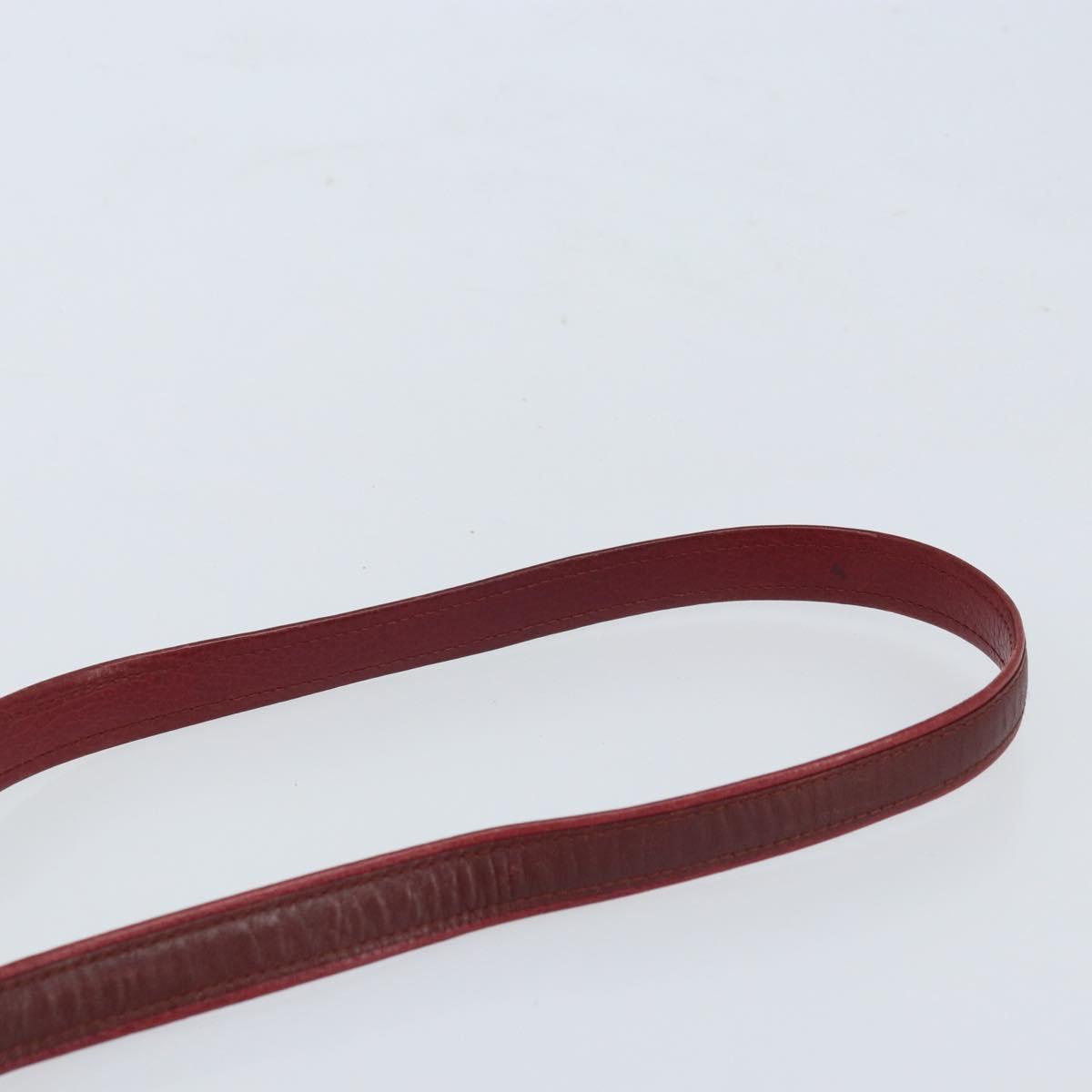 CARTIER Shoulder Bag Leather Red Gold Auth ka2873