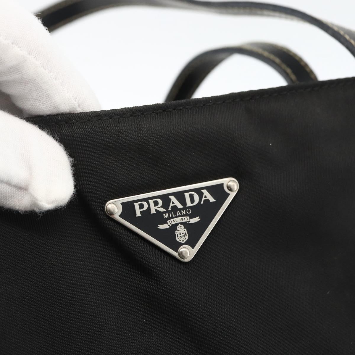 PRADA Hand Bag Nylon Black Silver Auth ka2874