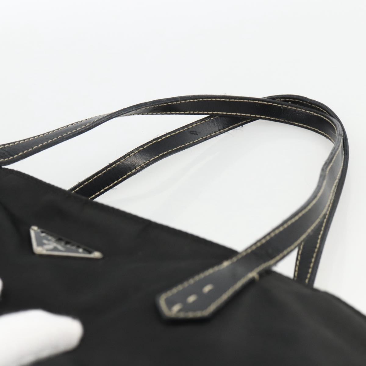PRADA Hand Bag Nylon Black Silver Auth ka2874