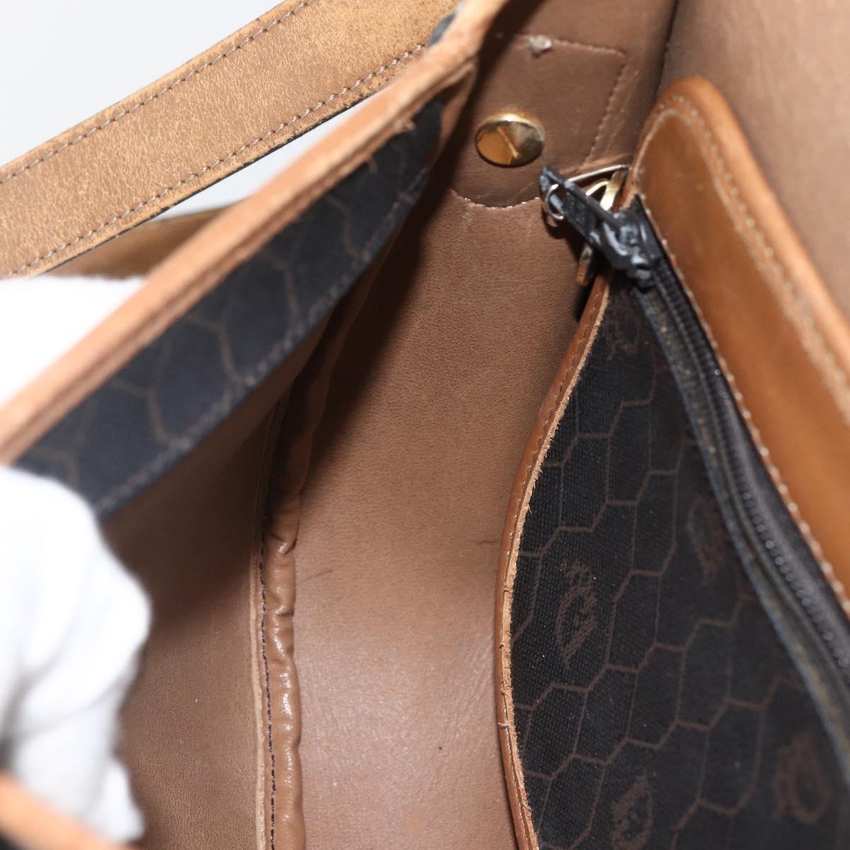 Christian Dior Honeycomb Canvas Shoulder Bag PVC Black Gold Auth ka2876