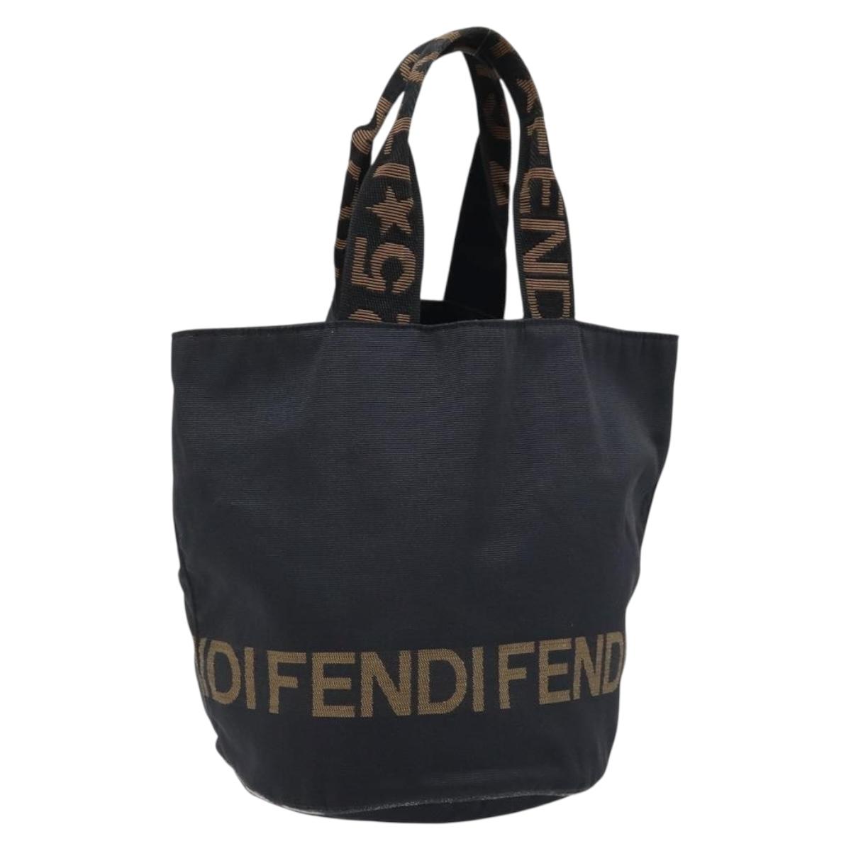 FENDI Tote Bag Canvas Black Auth ka2877