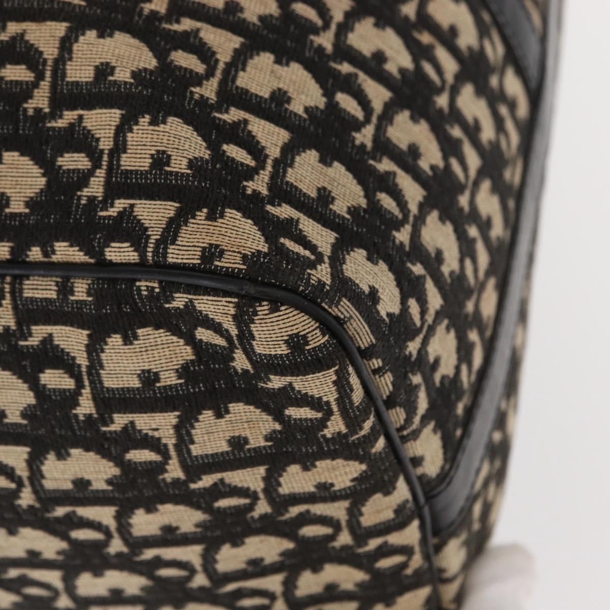 Christian Dior Trotter Canvas Boston Bag Black Gold Auth ka288