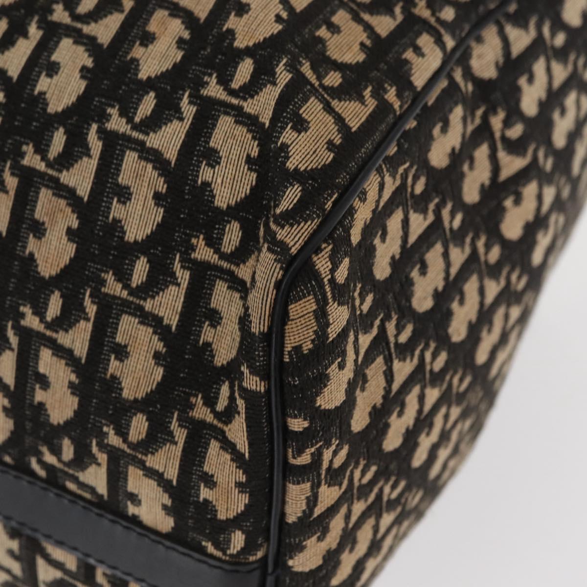 Christian Dior Trotter Canvas Boston Bag Black Gold Auth ka288