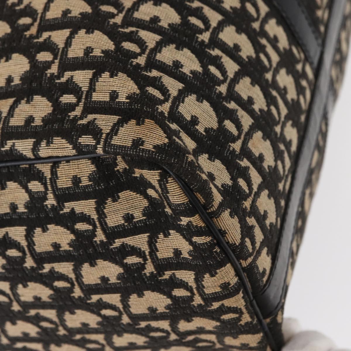 Christian Dior Trotter Canvas Boston Bag Black Gold Auth ka288