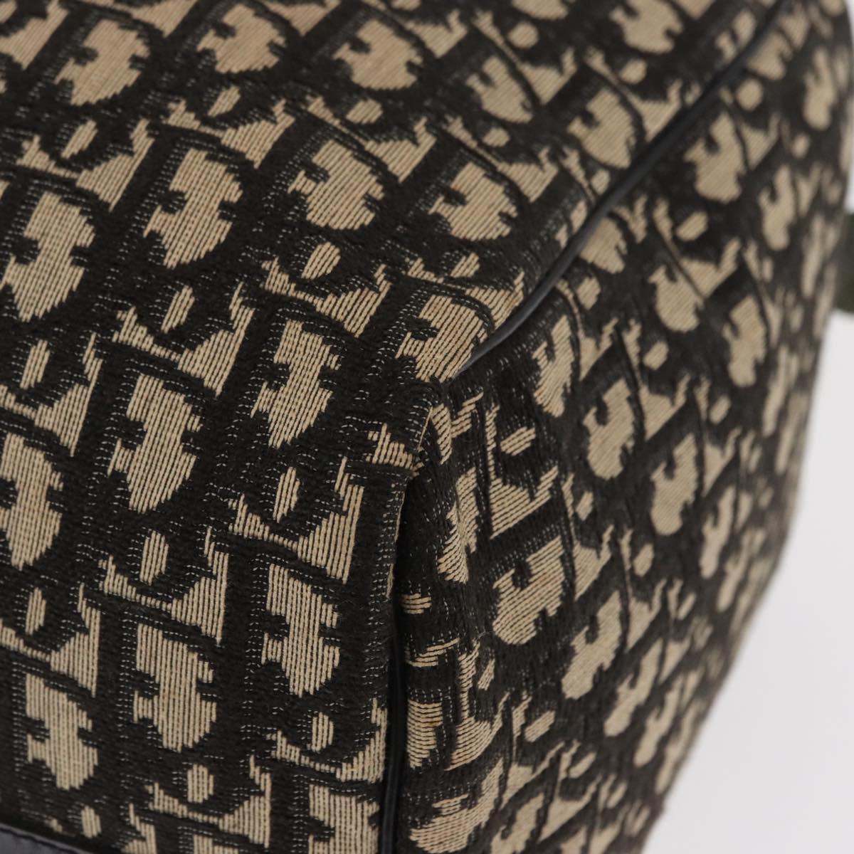 Christian Dior Trotter Canvas Boston Bag Black Gold Auth ka288