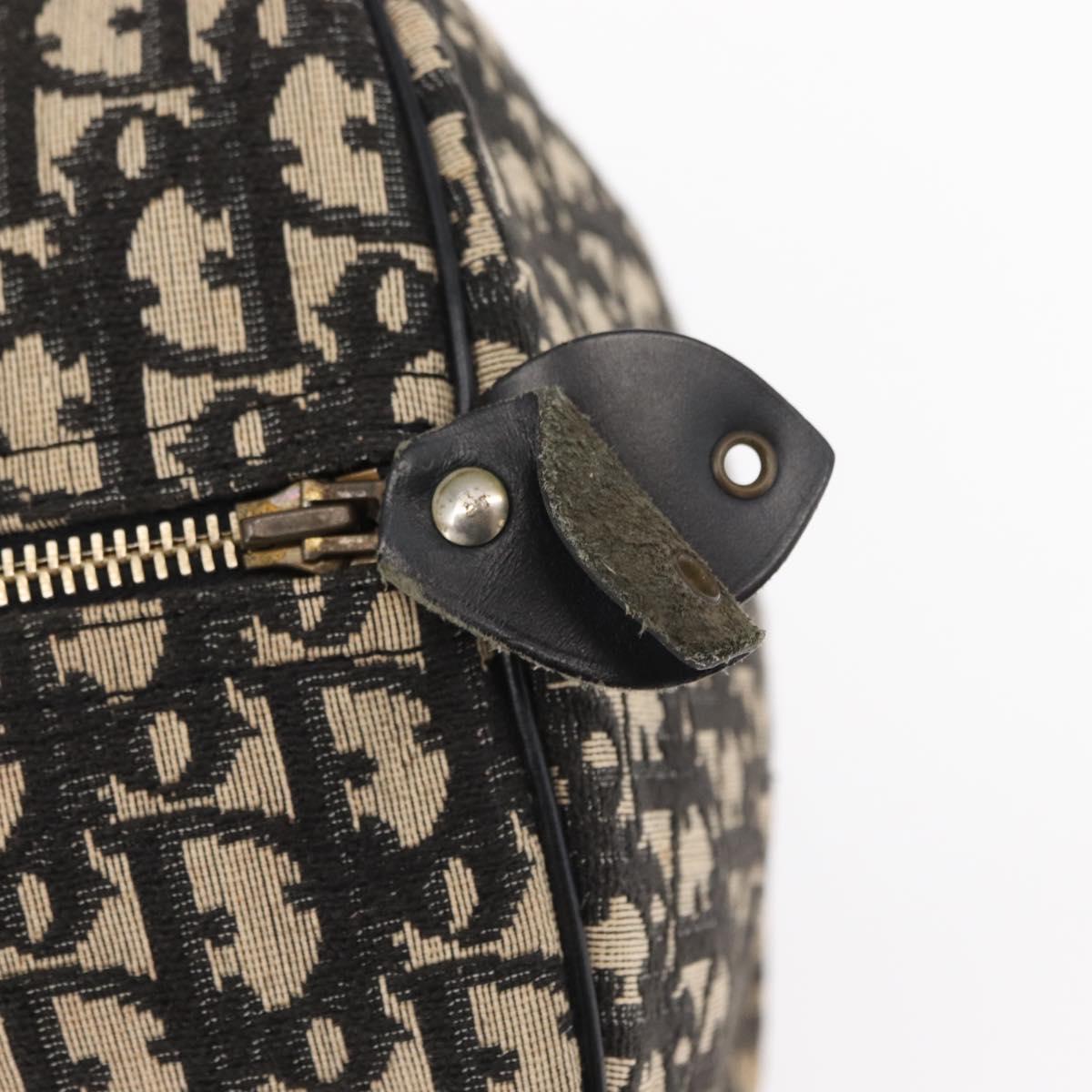 Christian Dior Trotter Canvas Boston Bag Black Gold Auth ka288