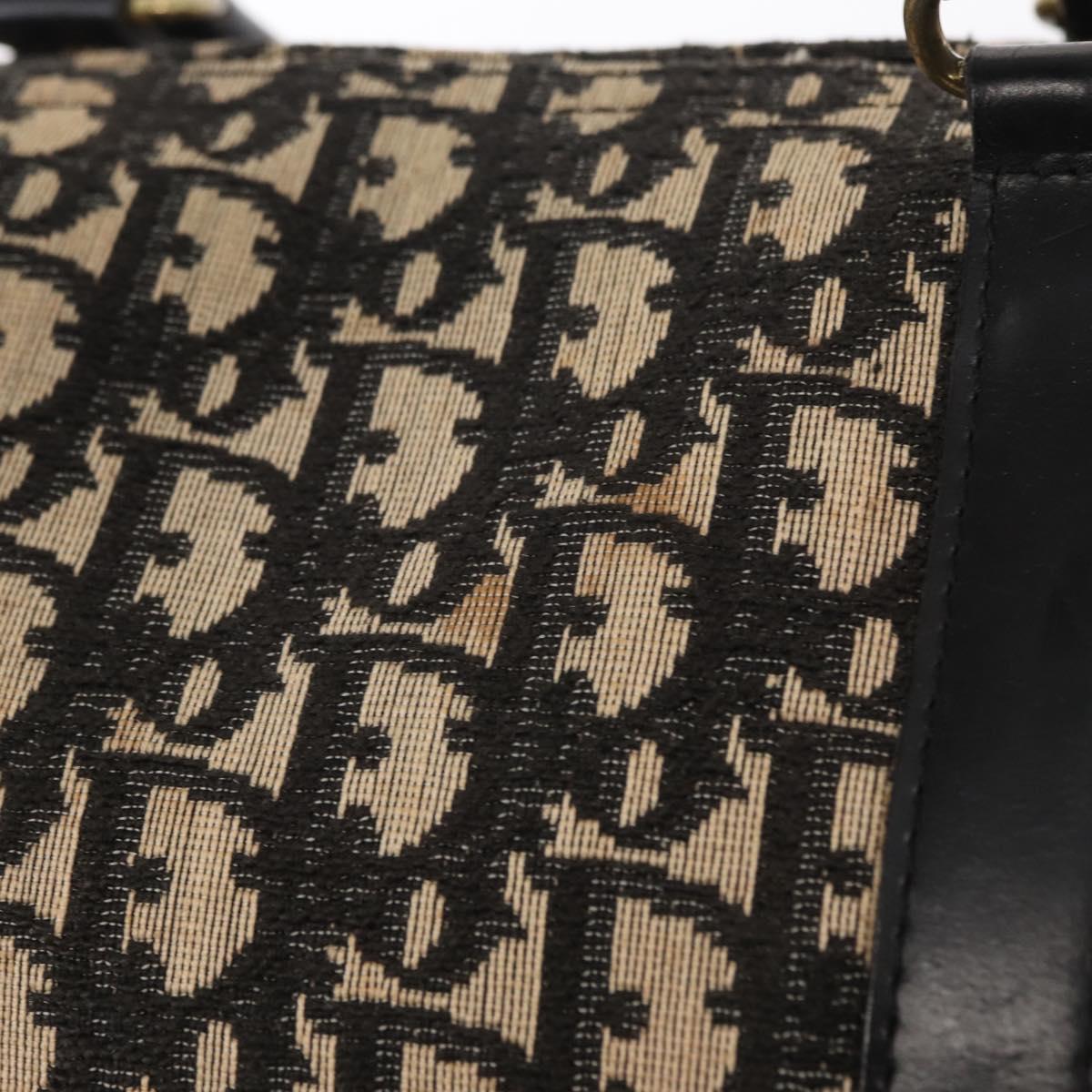 Christian Dior Trotter Canvas Boston Bag Black Gold Auth ka288