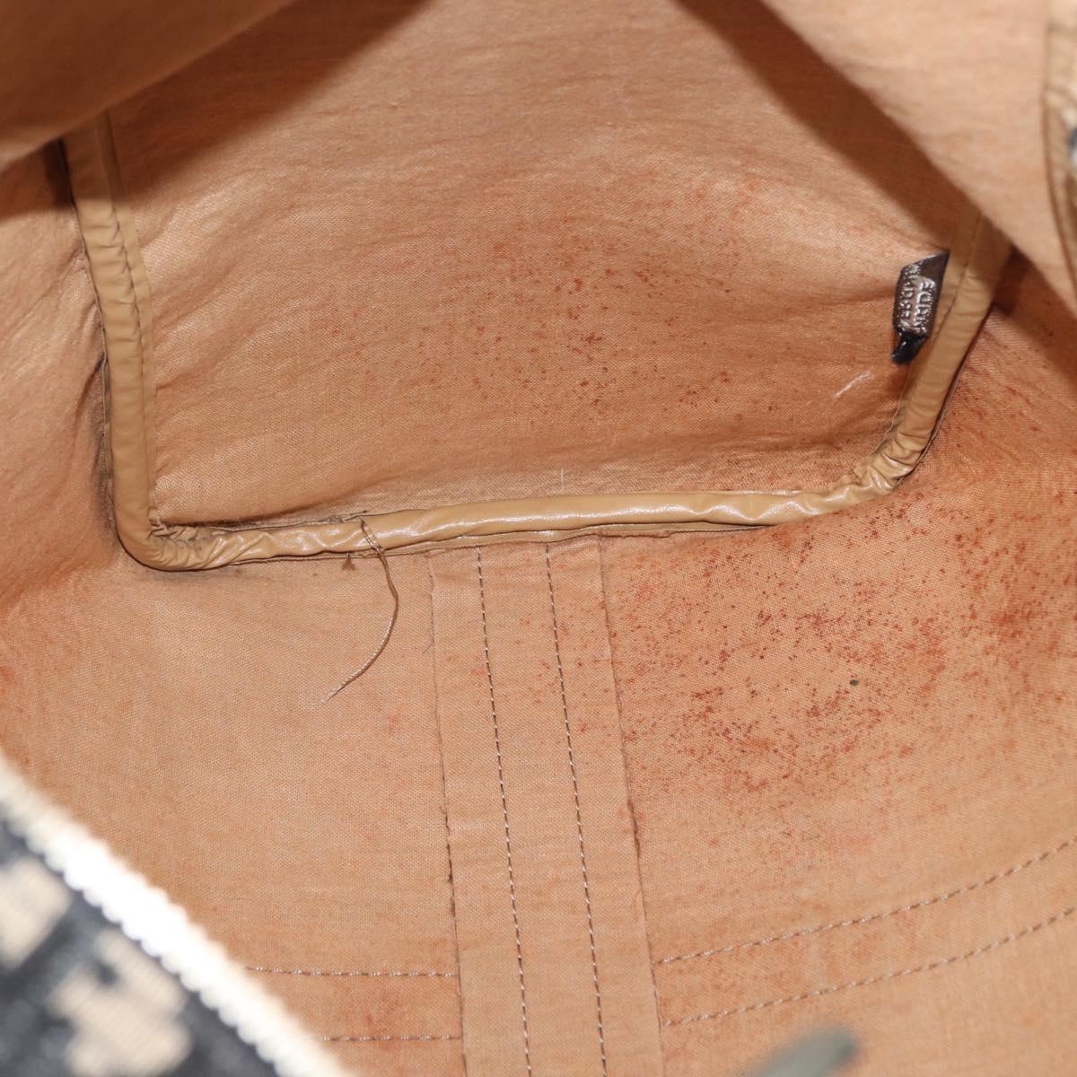 Christian Dior Trotter Canvas Boston Bag Black Gold Auth ka288