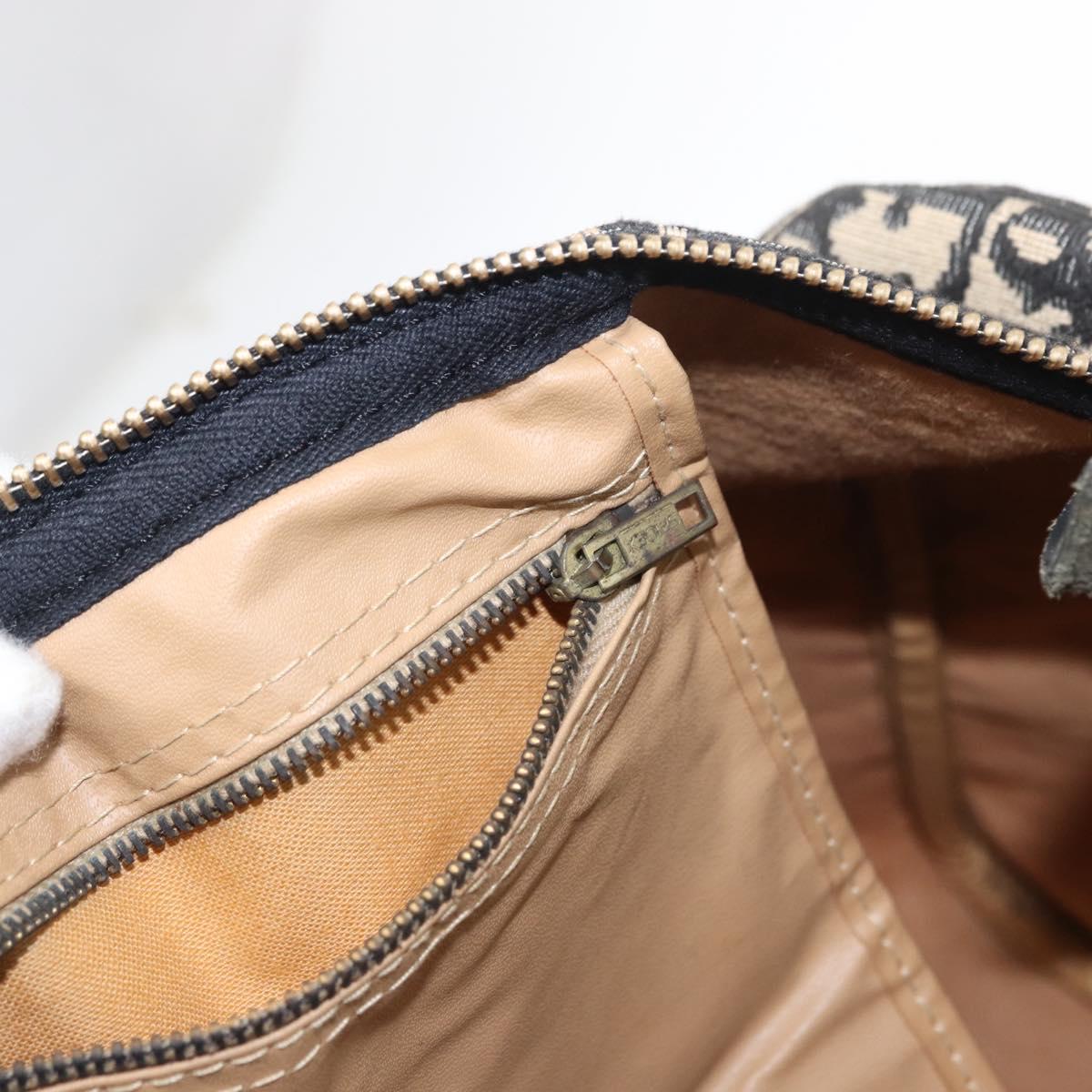 Christian Dior Trotter Canvas Boston Bag Black Gold Auth ka288