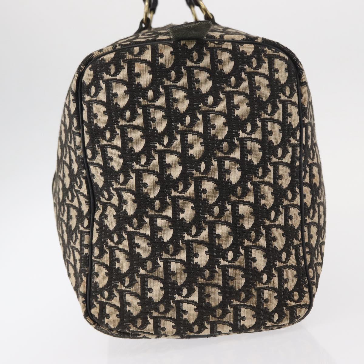 Christian Dior Trotter Canvas Boston Bag Black Gold Auth ka288