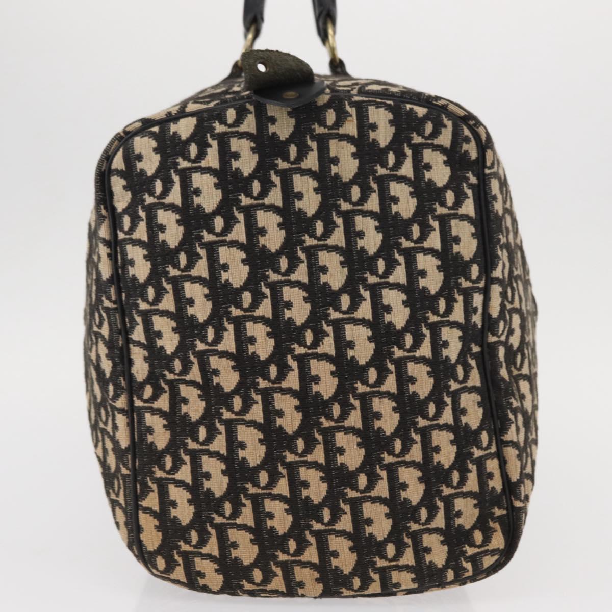 Christian Dior Trotter Canvas Boston Bag Black Gold Auth ka288