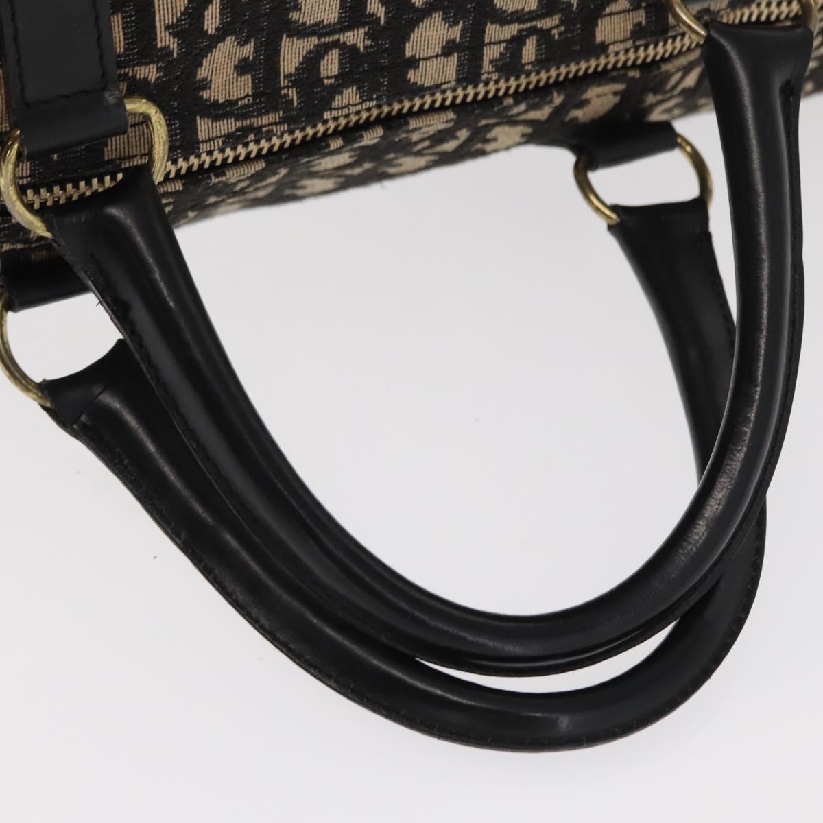 Christian Dior Trotter Canvas Boston Bag Black Gold Auth ka288