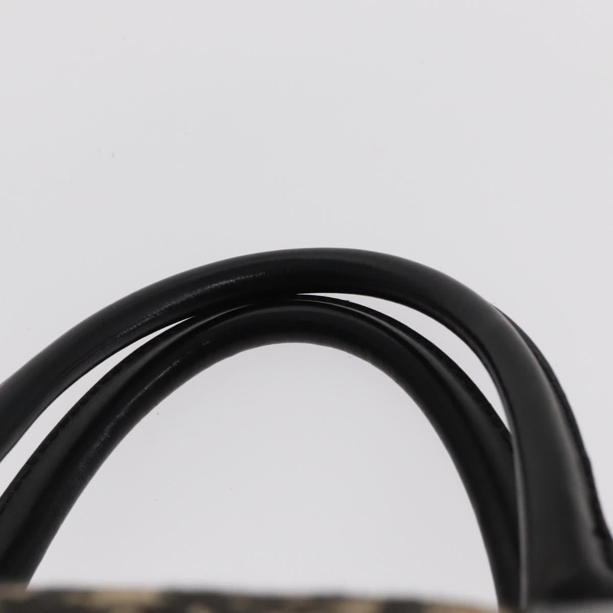 Christian Dior Trotter Canvas Boston Bag Black Gold Auth ka288