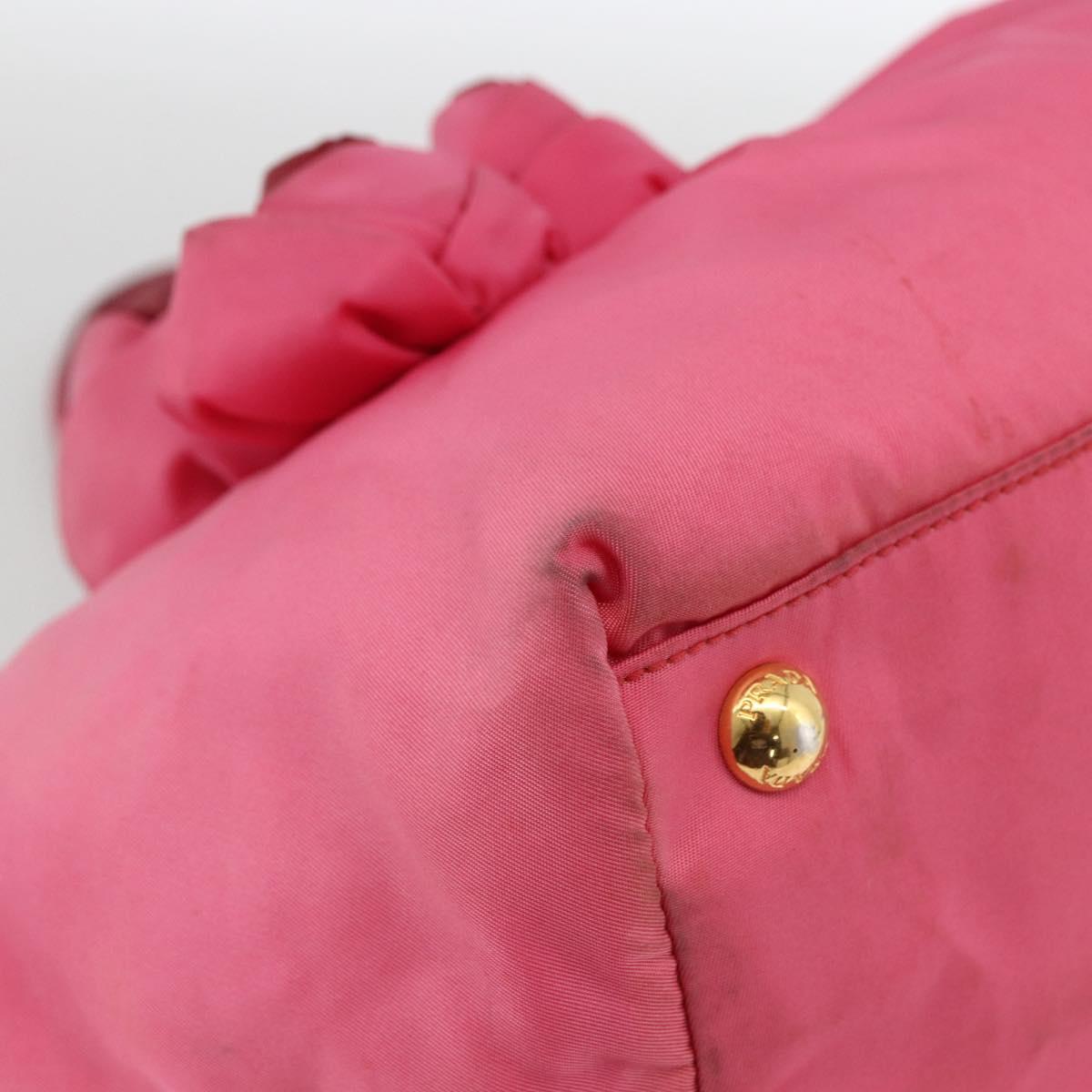 PRADA Hand Bag Nylon Pink Gold Auth ka2885