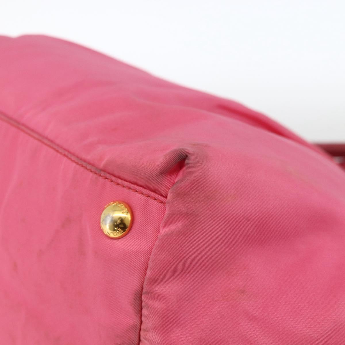 PRADA Hand Bag Nylon Pink Gold Auth ka2885
