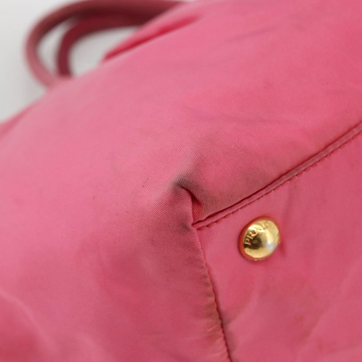 PRADA Hand Bag Nylon Pink Gold Auth ka2885