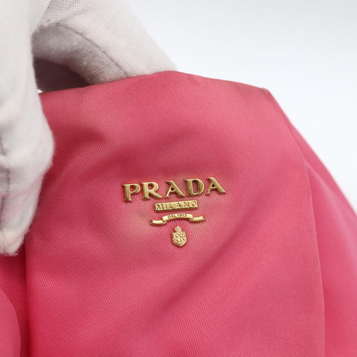 PRADA Hand Bag Nylon Pink Gold Auth ka2885