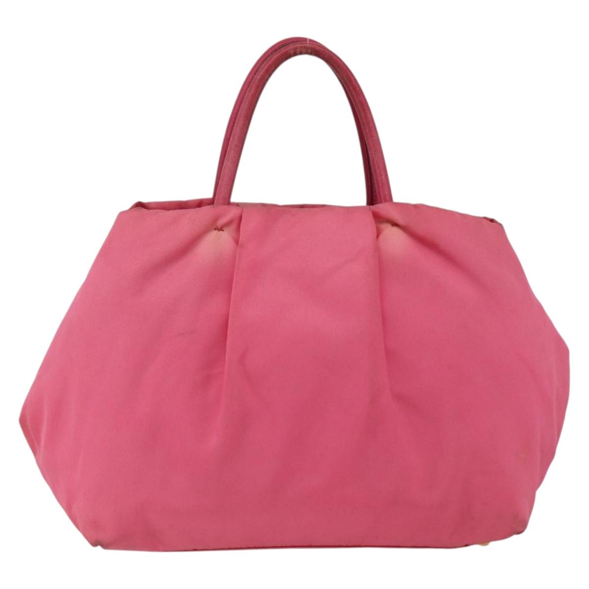 PRADA Hand Bag Nylon Pink Gold Auth ka2885