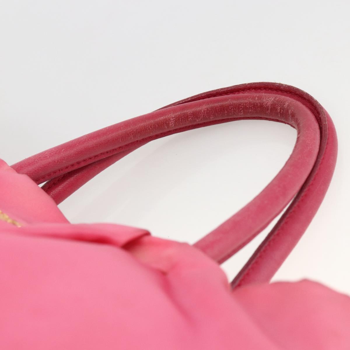 PRADA Hand Bag Nylon Pink Gold Auth ka2885
