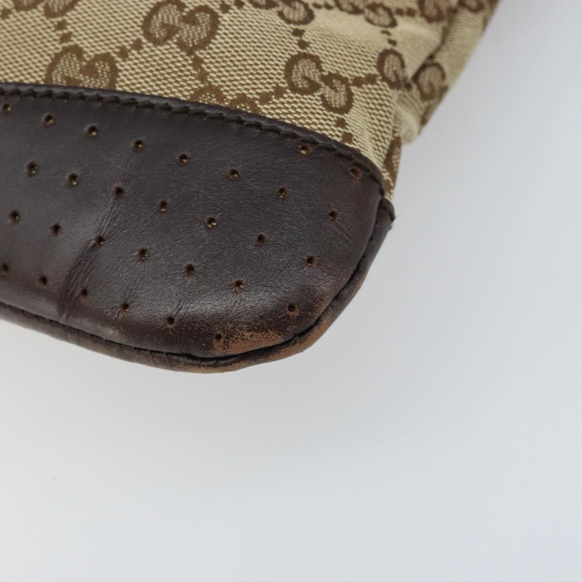 GUCCI GG Canvas Shoulder Bag Beige Silver 145857 Auth ka2886