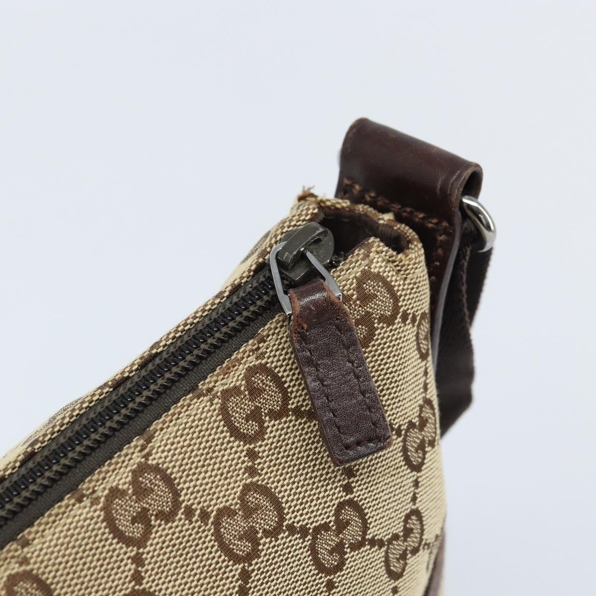 GUCCI GG Canvas Shoulder Bag Beige Silver 145857 Auth ka2886