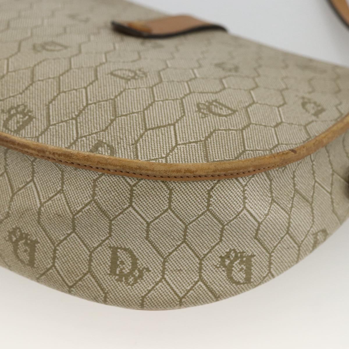 Christian Dior Honeycomb Canvas Shoulder Bag PVC Beige Gold Auth ka2888