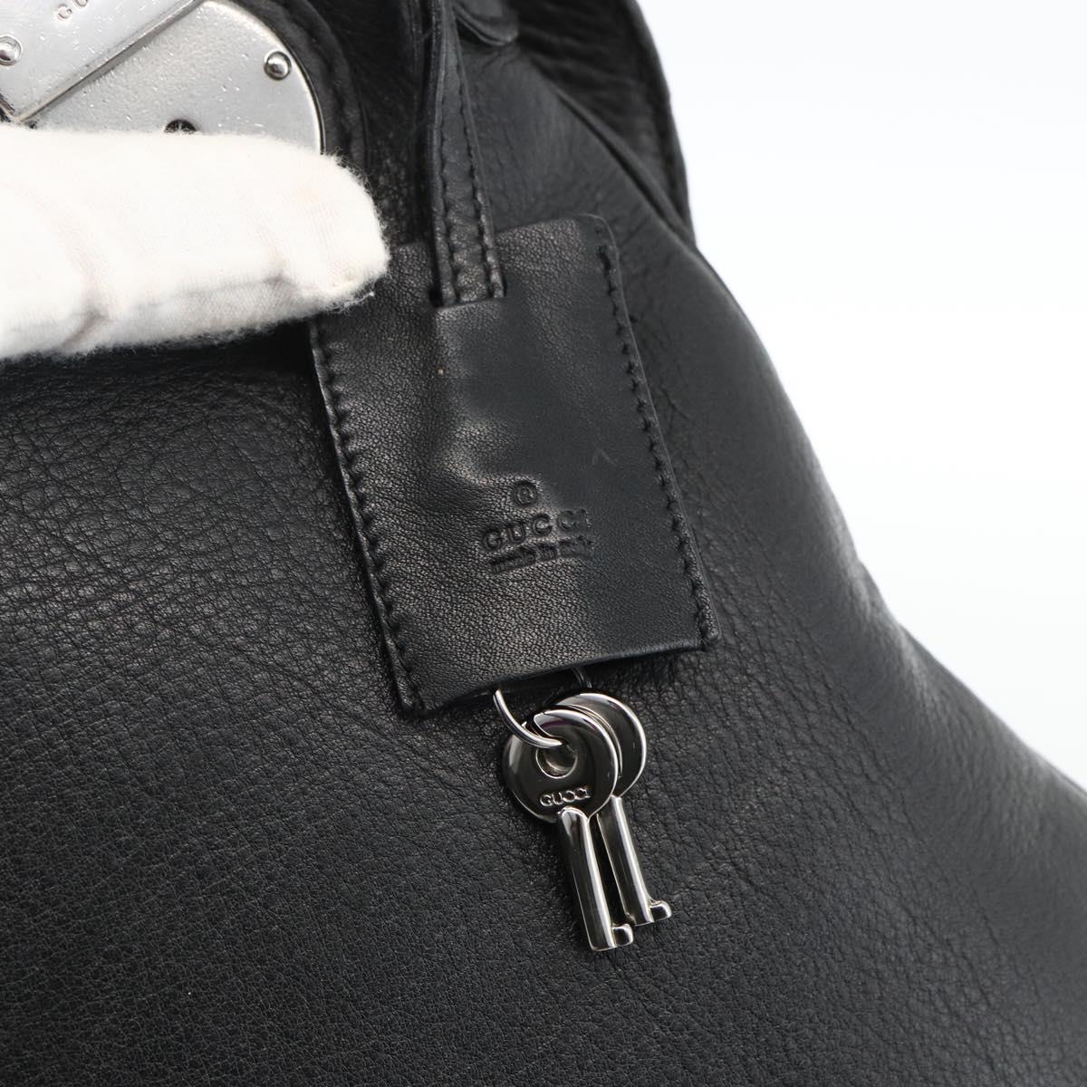 GUCCI Shoulder Bag Leather Black Silver 148476 Auth ka2890