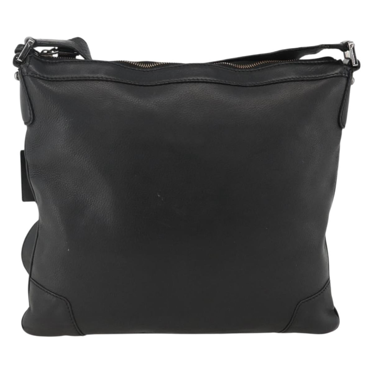 GUCCI Shoulder Bag Leather Black Silver 148476 Auth ka2890